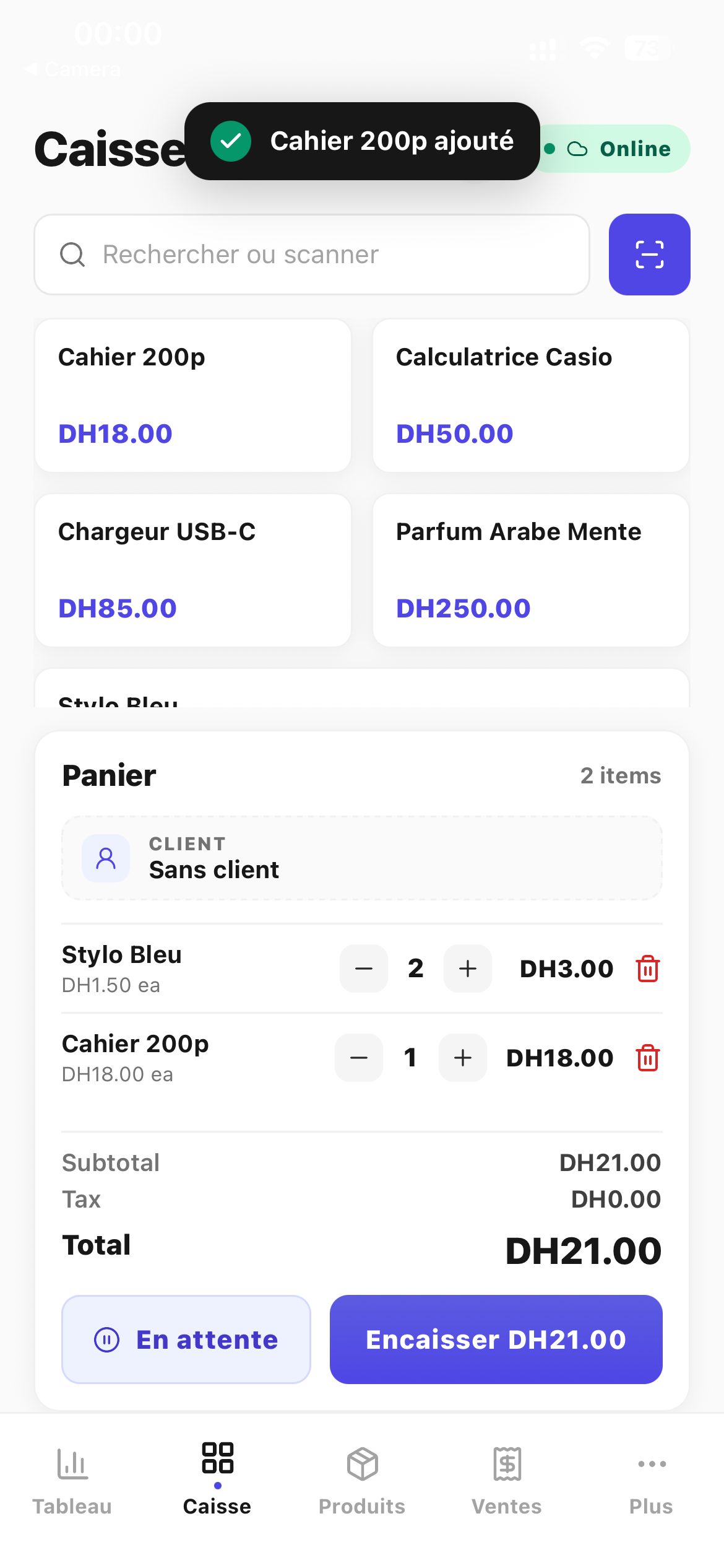 Caisse — application mobile Inventra